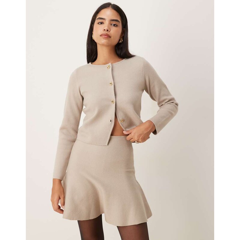 Vila structured knit mini skirt co-ord in natural melange-Grey