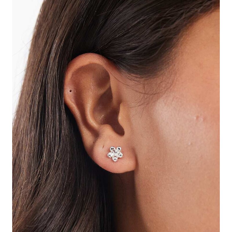 Pieces 18k plated flower studs in silver tone