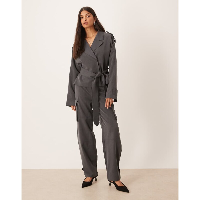 ASOS DESIGN tailored high waist soft cargo trousers co-ord in