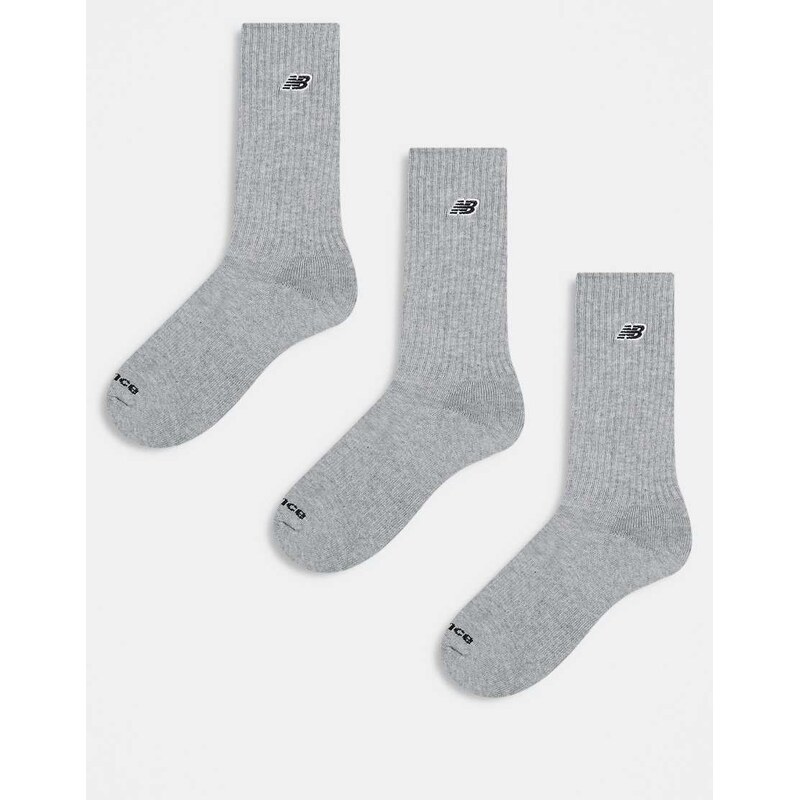 New Balance black patch logo sock 3 pack in grey