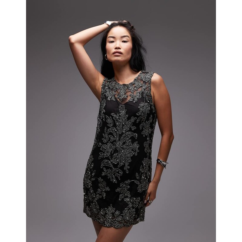 Allsaints Inaya embellished dress in black 108839615