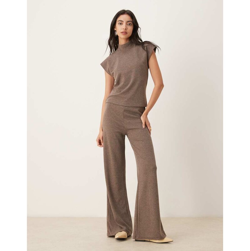 Mango Michi soft touch straight trouser co-ord in brown
