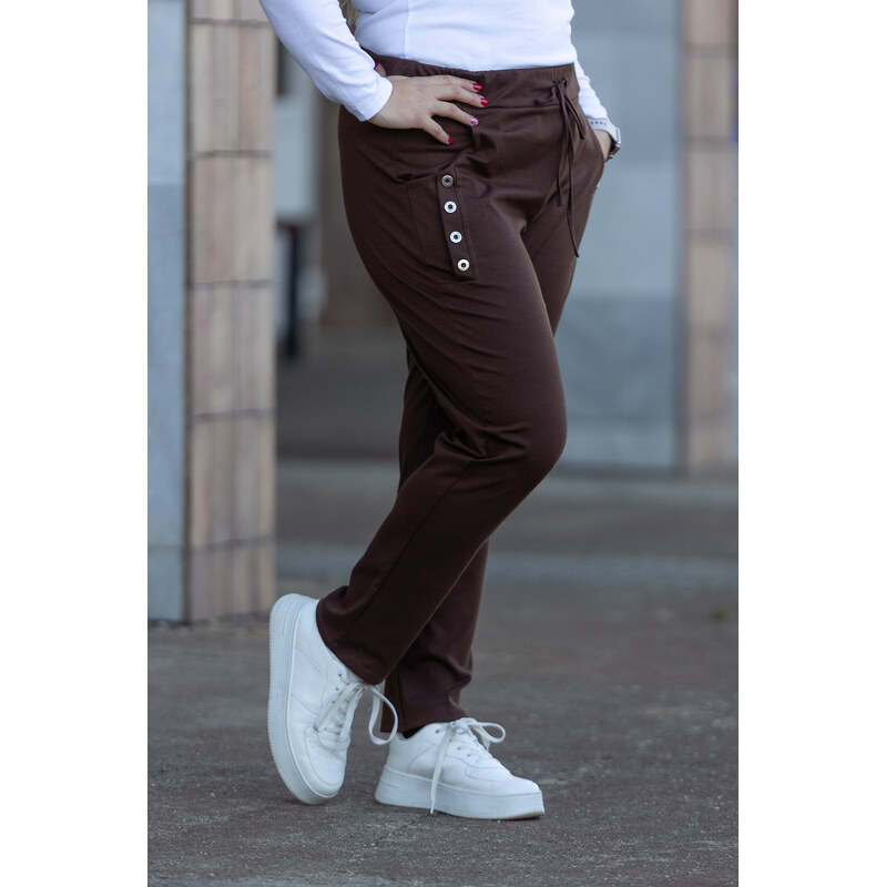 Italy fashion Pružné kalhoty ATOMKY comfy Barva: čokoládová,