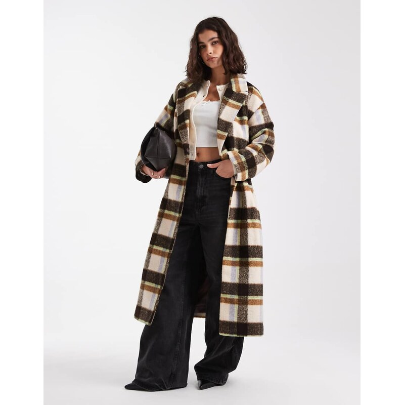 French Connection belted formal coat in multi check 108841092