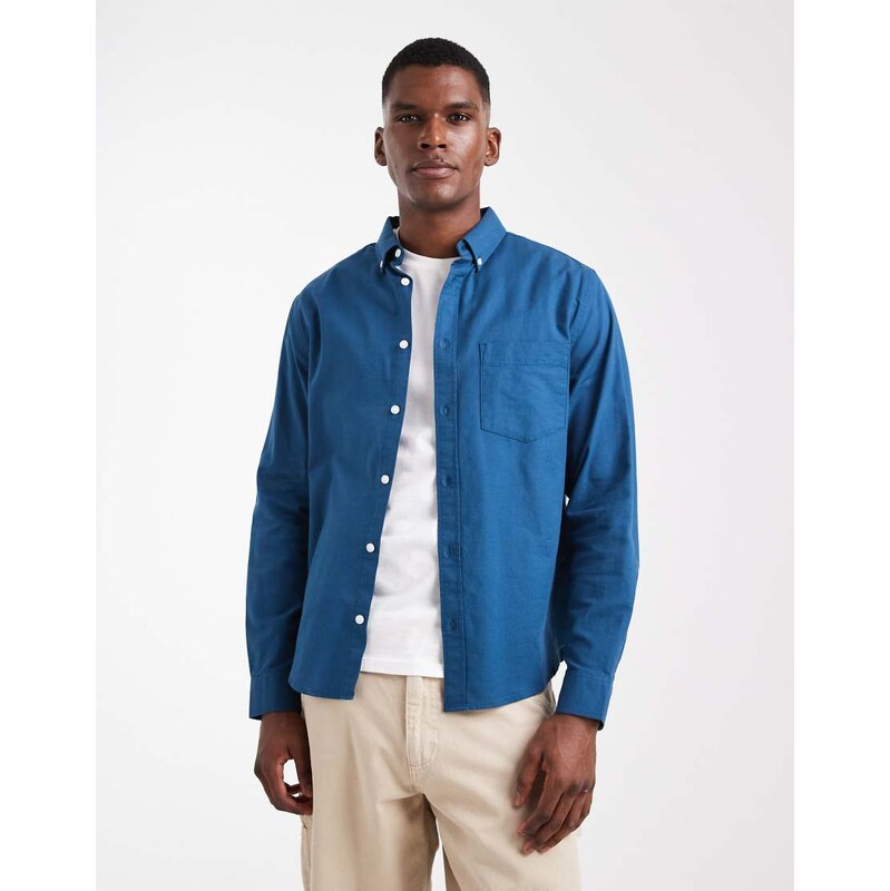 ASOS DESIGN oxford regular shirt in teal-Blue