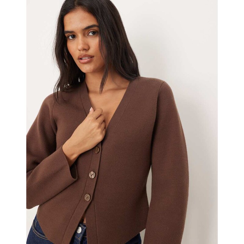 Abercrombie & Fitch barrel sleeve cardigan in brown 108850649