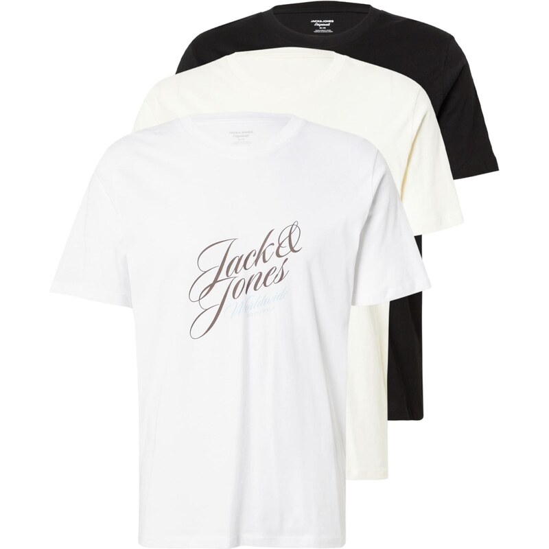JACK & JONES Tričko JORInwood béžová / modrá / černá / bílá