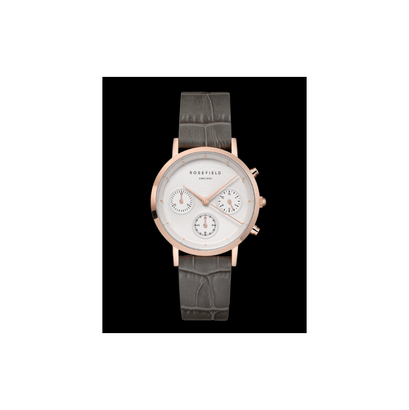 Rosefield dámské hodinky The Gabby White Sunray Croco Grey Rose Gold 108695831