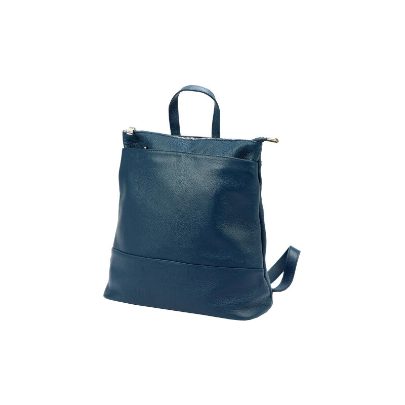 Kožený dámský módní batoh s čelní kapsou Luka petrolejově modrý 108701811