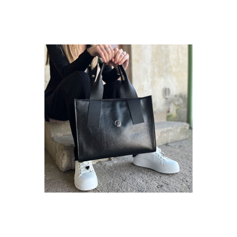 Elegantní větší černá dámská kabelka do ruky S684 GROSSO 108701783