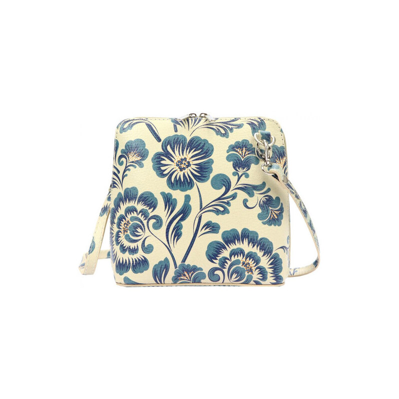 Vera Pelle Kožená malá dámská crossbody kabelka s motivem květin 108701718