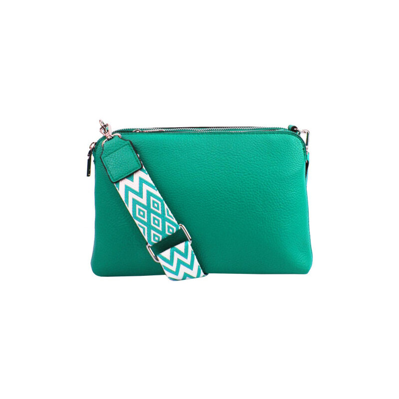 Jessica Bags Tyrkysová crossbody dámská kabelka se třemi sekcemi 108701695