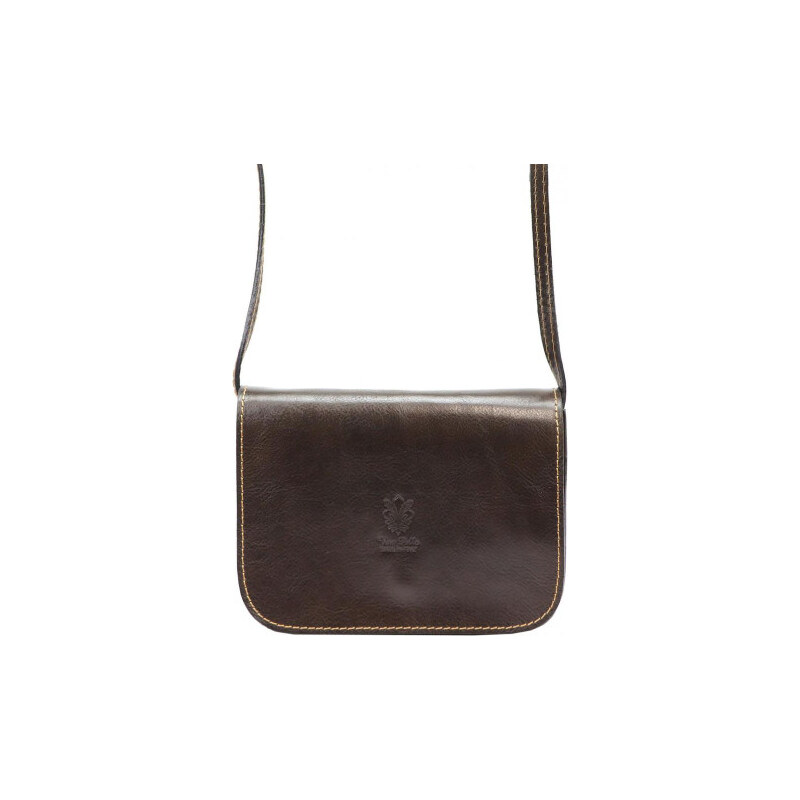Vera Pelle Kožená malá dámská crossbody kabelka tmavě hnědá 108696546