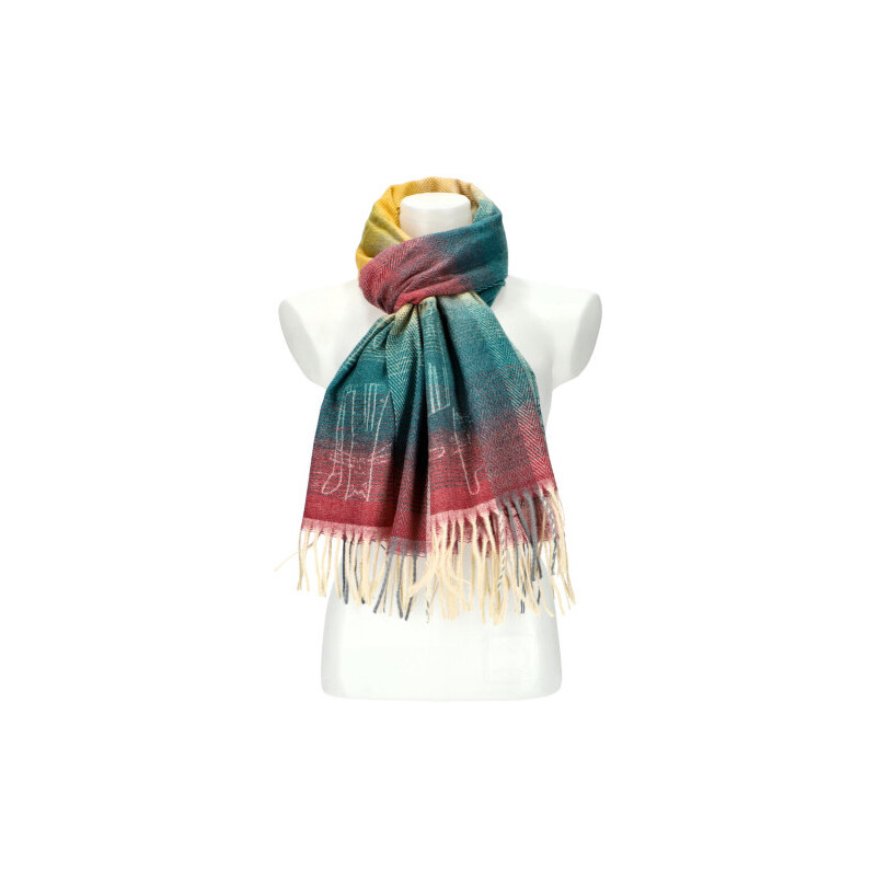 Cashmere Dámská barevná teplá dlouhá zimní šála 201x62 cm motiv M9 108696603
