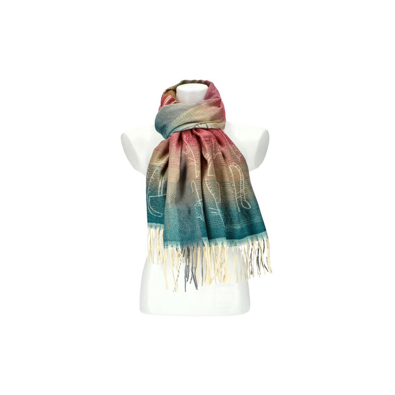 Cashmere Dámská barevná teplá dlouhá zimní šála 201x62 cm motiv M8 108696604