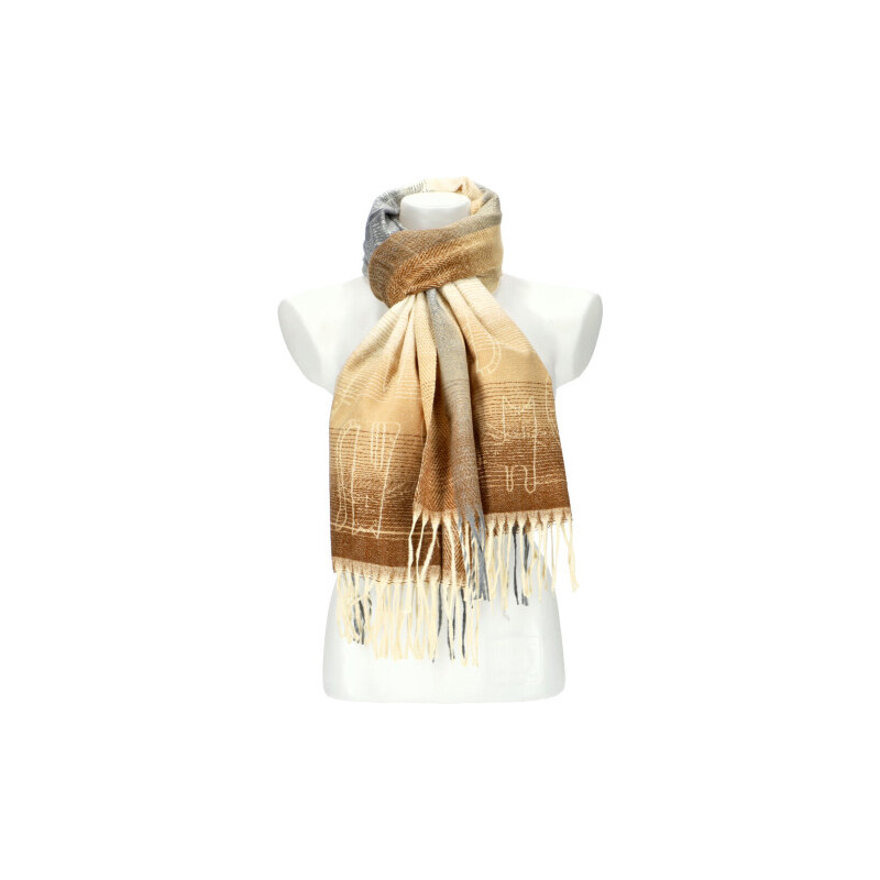 Cashmere Dámská barevná teplá dlouhá zimní šála 201x62 cm motiv M6 108696605