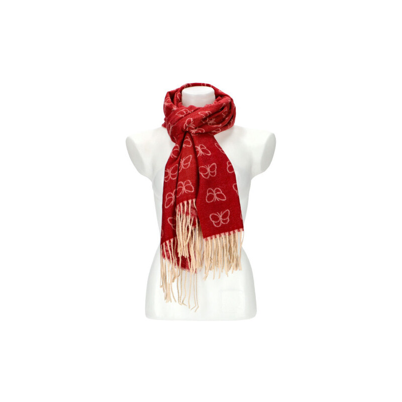 Cashmere Dámská červená teplá dlouhá zimní šála 196x67 cm 108696610