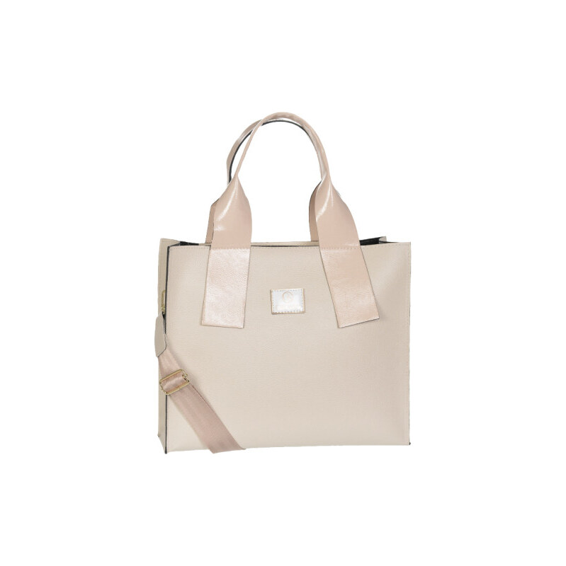 Elegantní větší béžová dámská kabelka do ruky S684 GROSSO 108696766