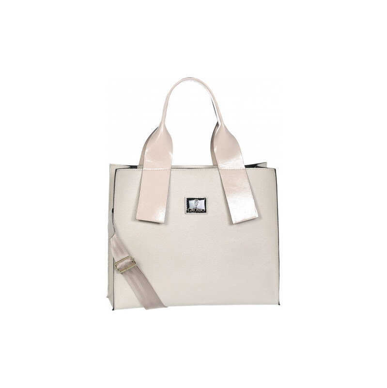 Elegantní větší perlově béžová dámská kabelka do ruky S684 GROSSO 108696767