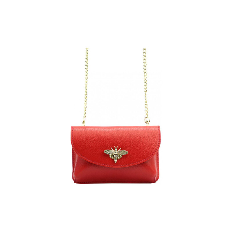 Luka Kožená malá dámská crossbody kabelka na řetízku červená 108696784