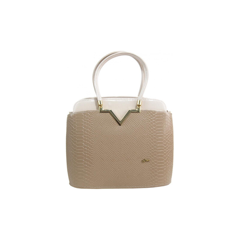 Elegantní lakovaná kroko kabelka S482 béžová - latté GROSSO 108696870