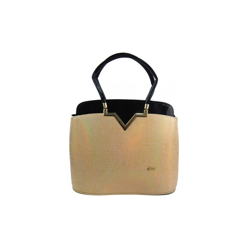 Elegantní lakovaná kabelka S482 černá-zlatá GROSSO 108696888