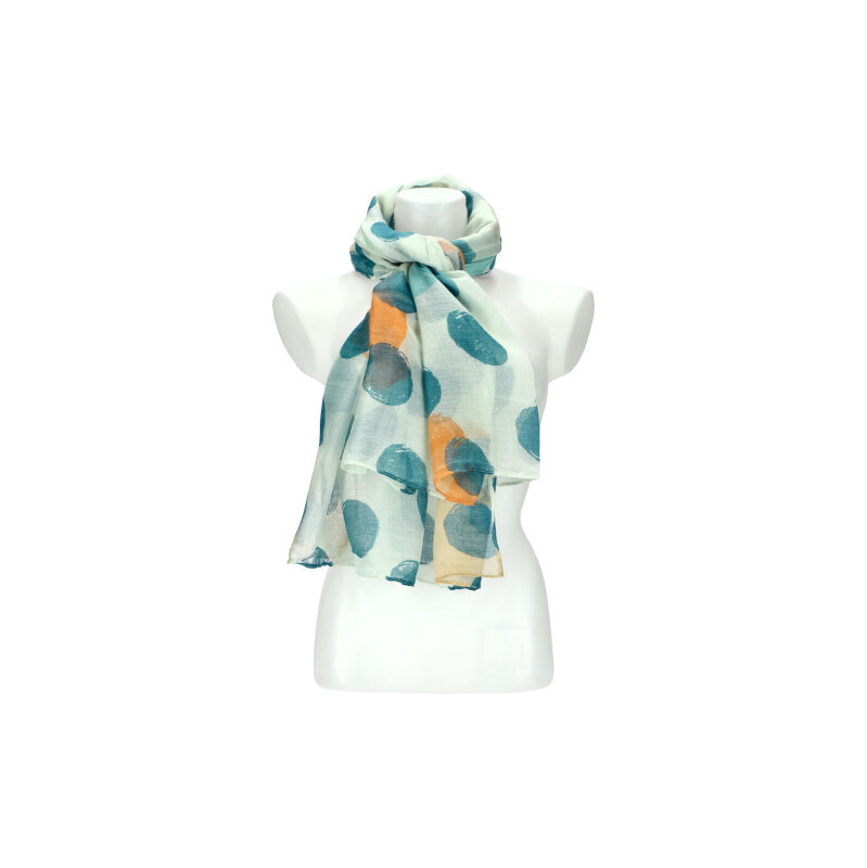 Cashmere Letní dámský barevný šátek s puntíky 180x72 cm modrá 108696919