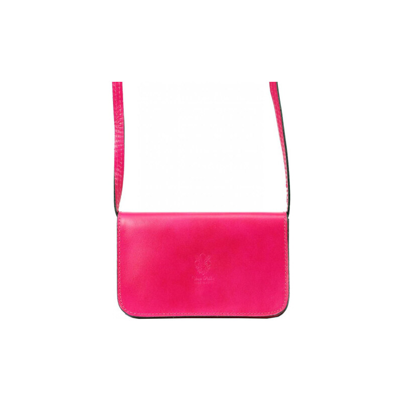Vera Pelle Kožená malá dámská podélná crossbody kabelka fuchsiově 108696933