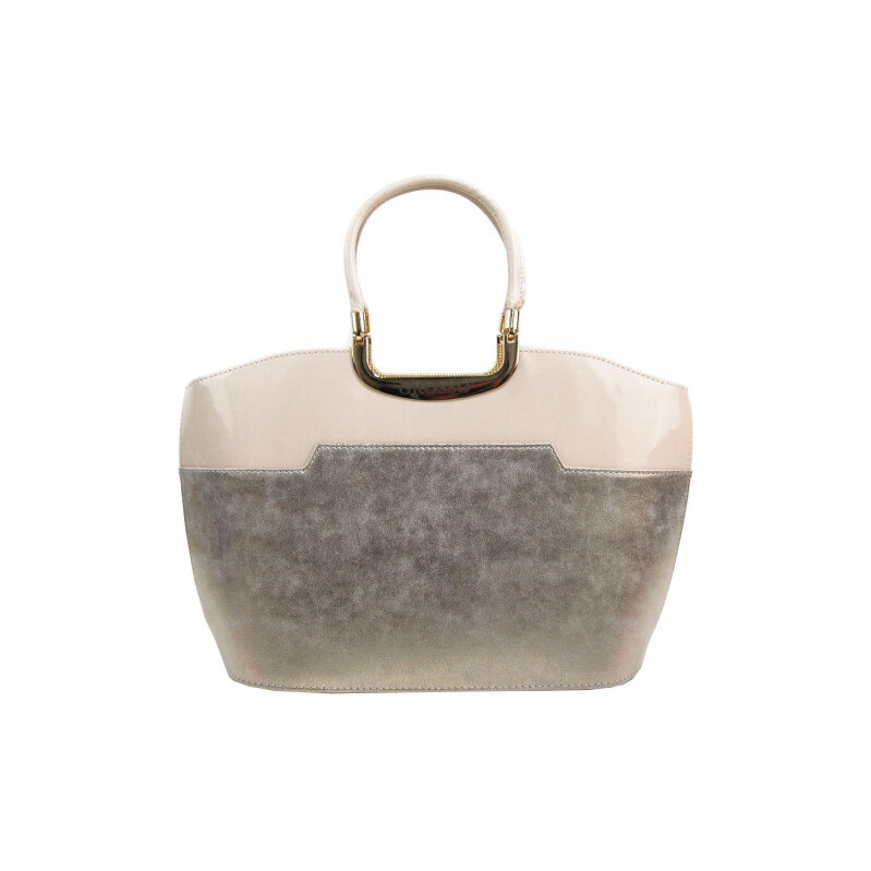 Elegantní béžová lakovaná kabelka do ruky S5 GROSSO 108696972