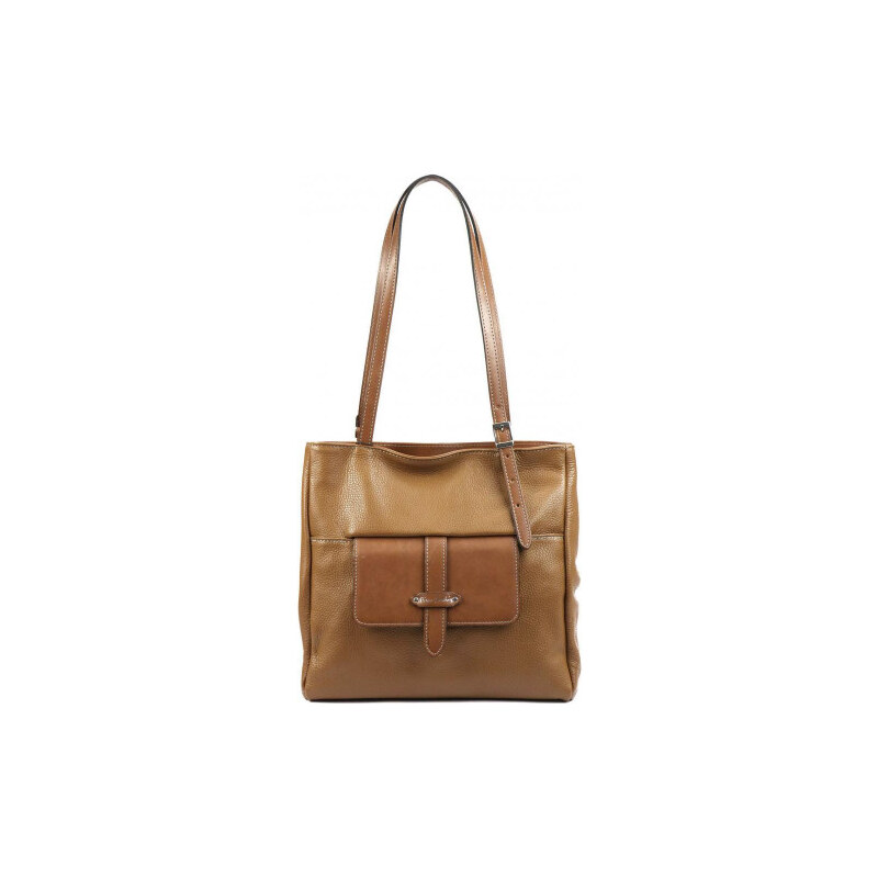 Pierre Cardin Kožená dámská kabelka přes rameno s čelní kapsou camel 108696966