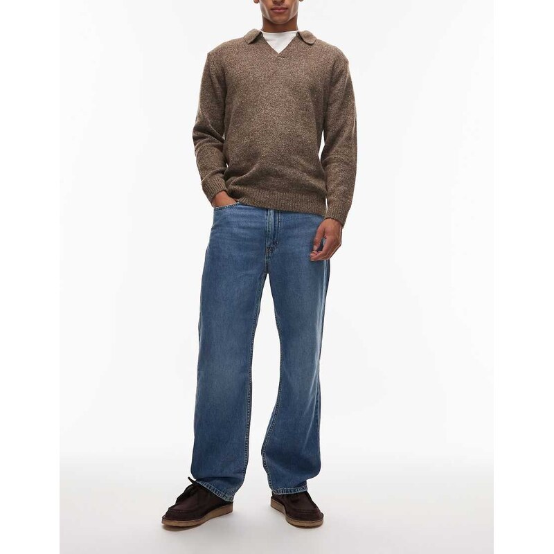 Levis 565 loose lightweight jeans in mid wash-Blue