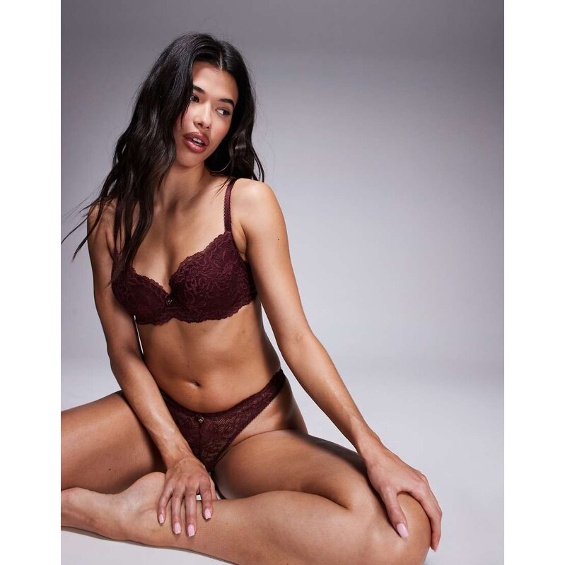 Boux Avenue Billie co-ord bra in burgundy-Red 111138800