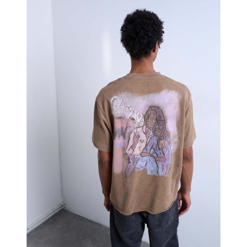 Mason Newman x Topman boxy fit t-shirt with heart front and back