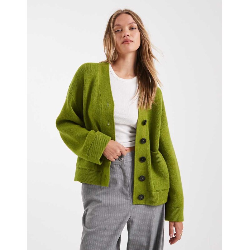 ASOS DESIGN button through pocket front boyfriend cardigan in