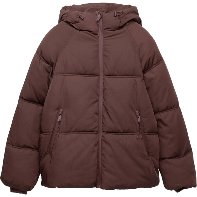 Pull&Bear Zimní bunda vínově červená