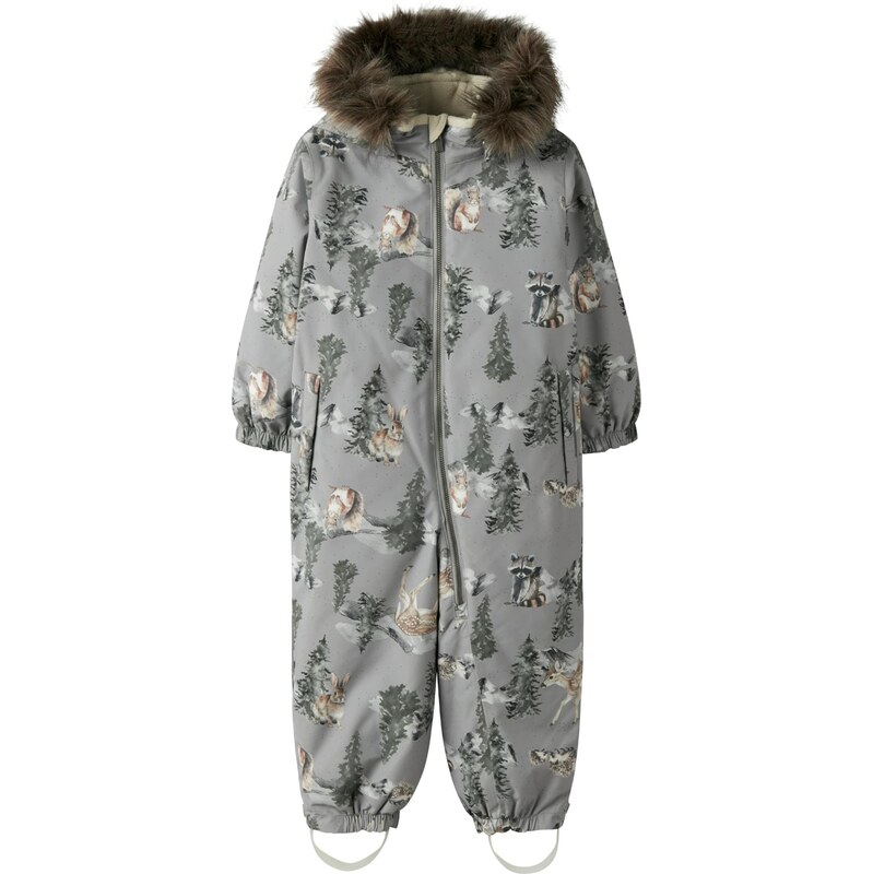 NAME IT Funkční oblek NMNSNOW10 hnědá / šedá / světle šedá