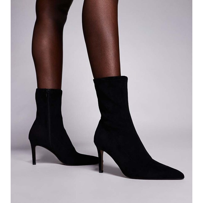 ASOS DESIGN Wide Fit Erika high-heeled sock boots in black