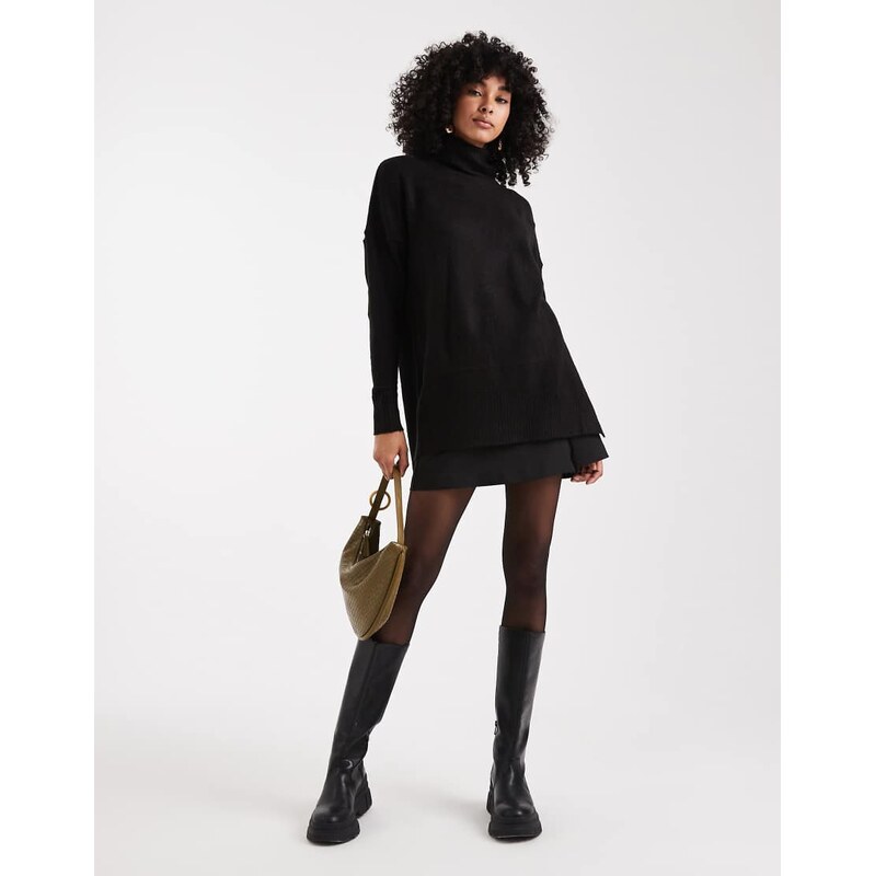Brave Soul oversized roll neck jumper in black 109353611