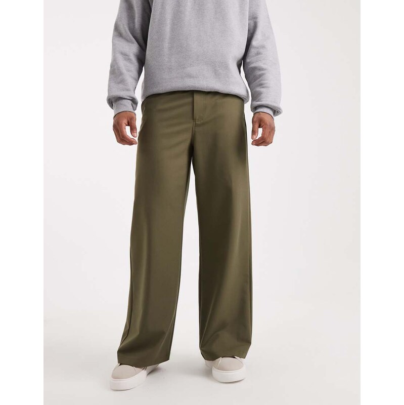 COLLUSION tailored relaxed trousers in khaki-Green