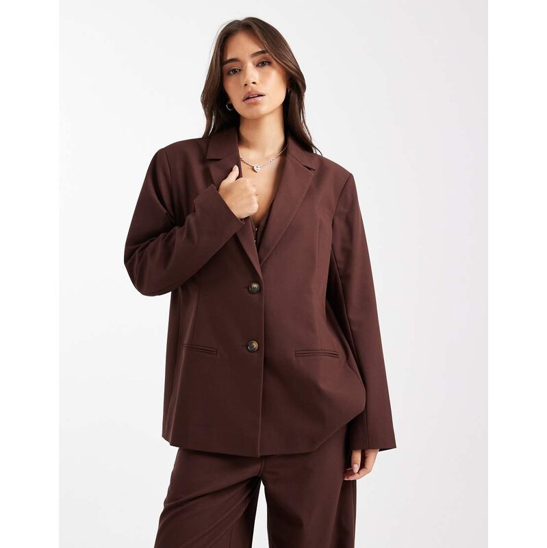 COLLUSION tailored oversized blazer in chocolate-Brown