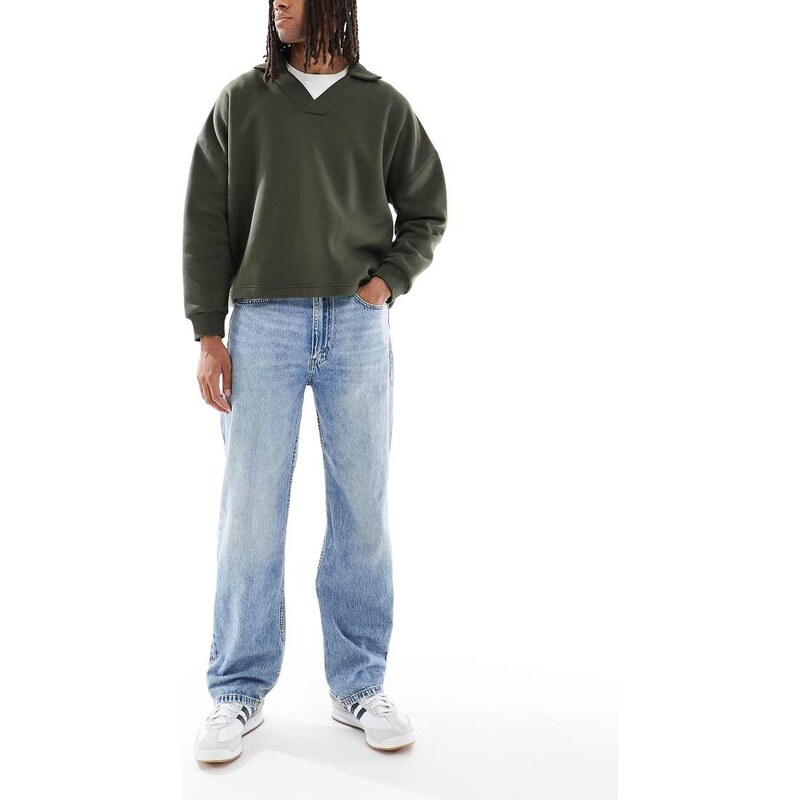 Levis 565 loose straight jeans in light wash-Blue