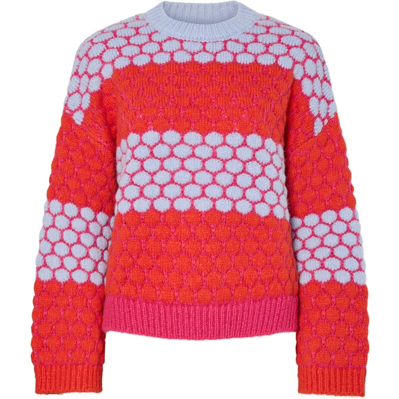 PIECES Svetr PCJANEL šeříková / pink / oranžově červená