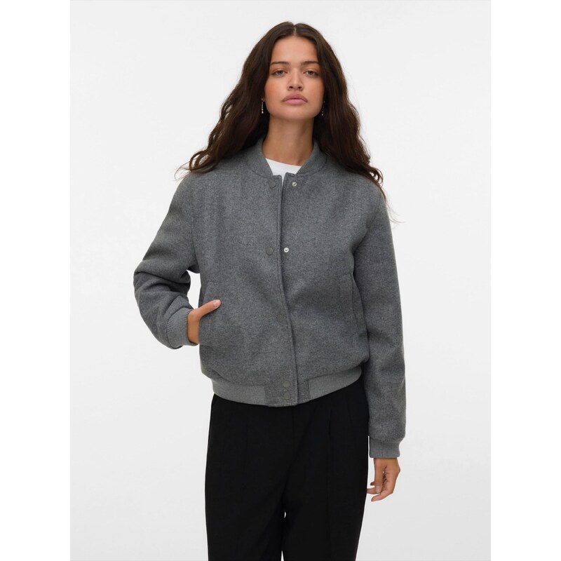 VERO MODA Přechodná bunda šedý melír