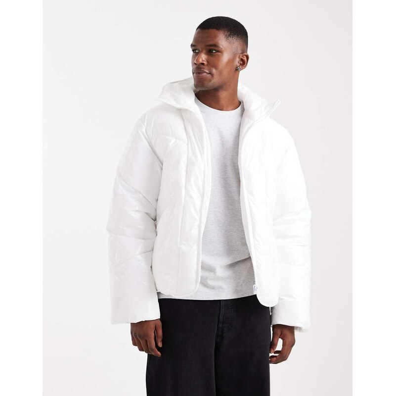 ASOS DESIGN high shine oversized puffer jacket in white