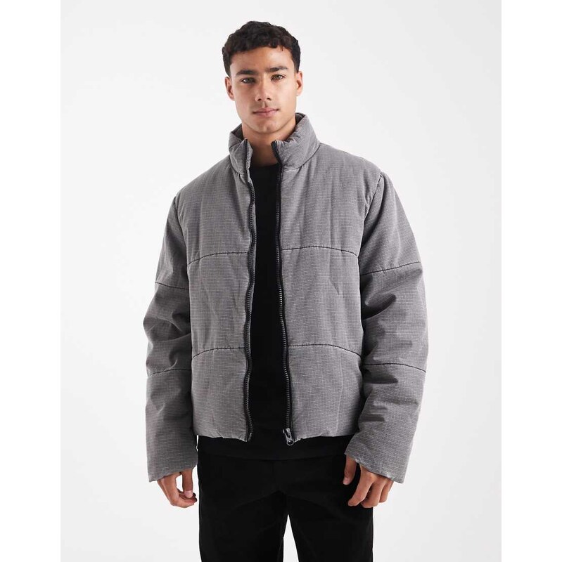 ASOS DESIGN ripstop puffer in washed grey 109280443