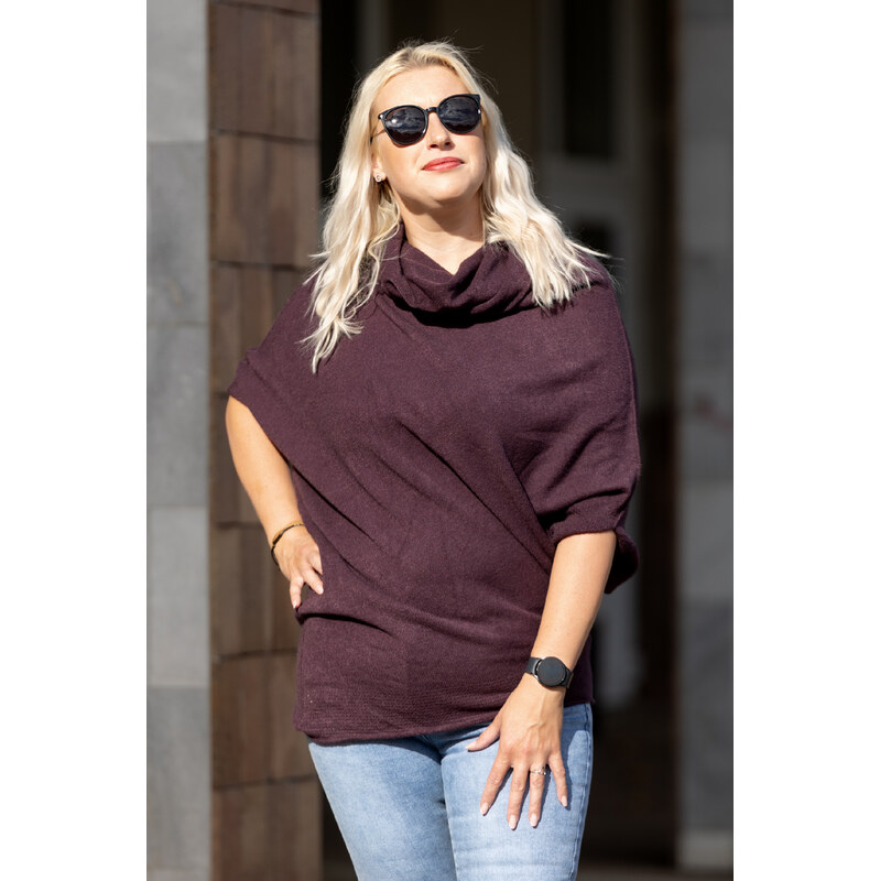 Italy fashion Elegantní svetr ANGELA Barva: Tmavě fialová,
