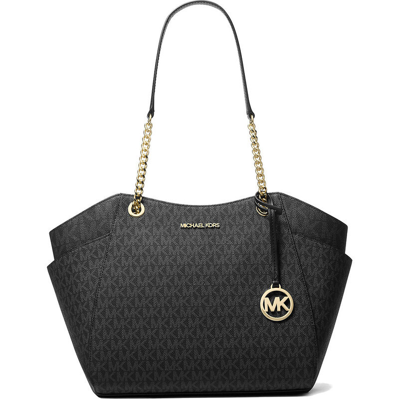 Michael Kors Jet Set Large Signature Logo Shoulder Bag Black