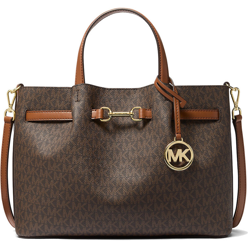 Michael Kors Carson Medium Signature Logo Satchel Brown