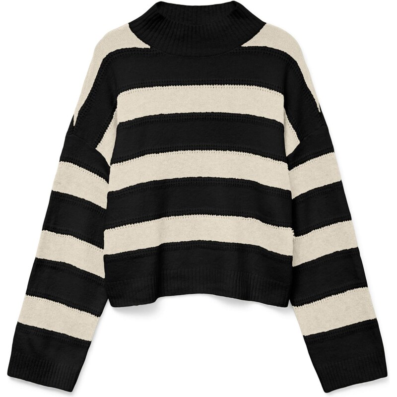 VERO MODA Svetr VMInez světle béžová / černá