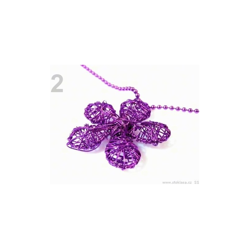 Stoklasa Náhrdelník s drátovanou květinou Ø35mm (1 ks) - 2 fialová purpura